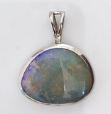 Violet Green solid boulder opal pendant