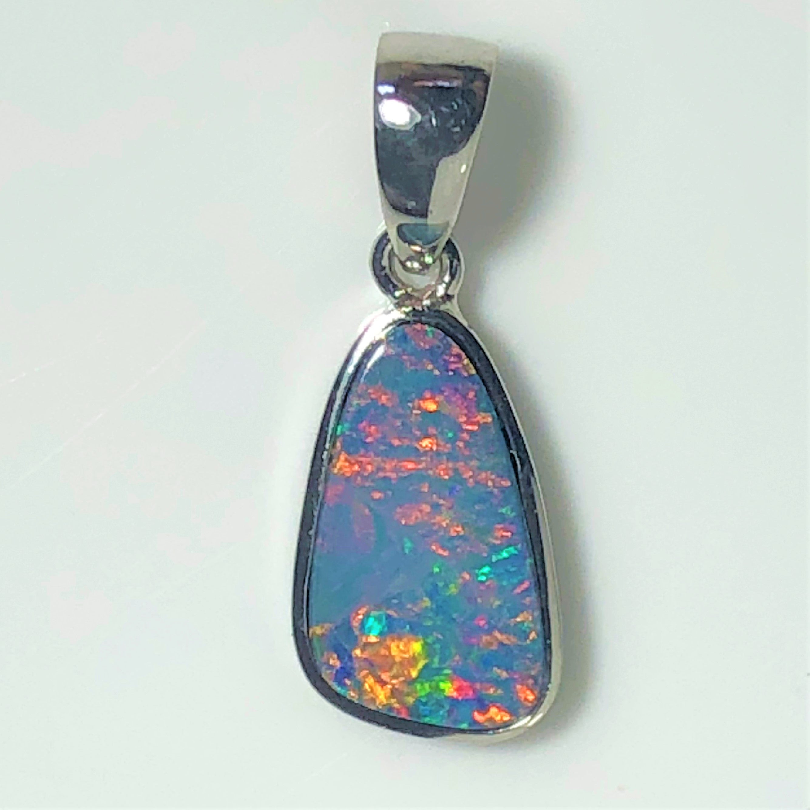 Pink multi coloured  Doublet opal pendant