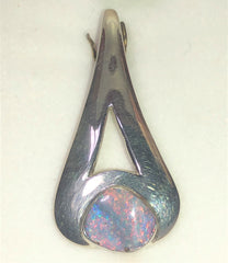 Pink multi coloured solid boulder  opal pendant