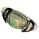 Pink Multi Colour 14k White Gold Opal Ring