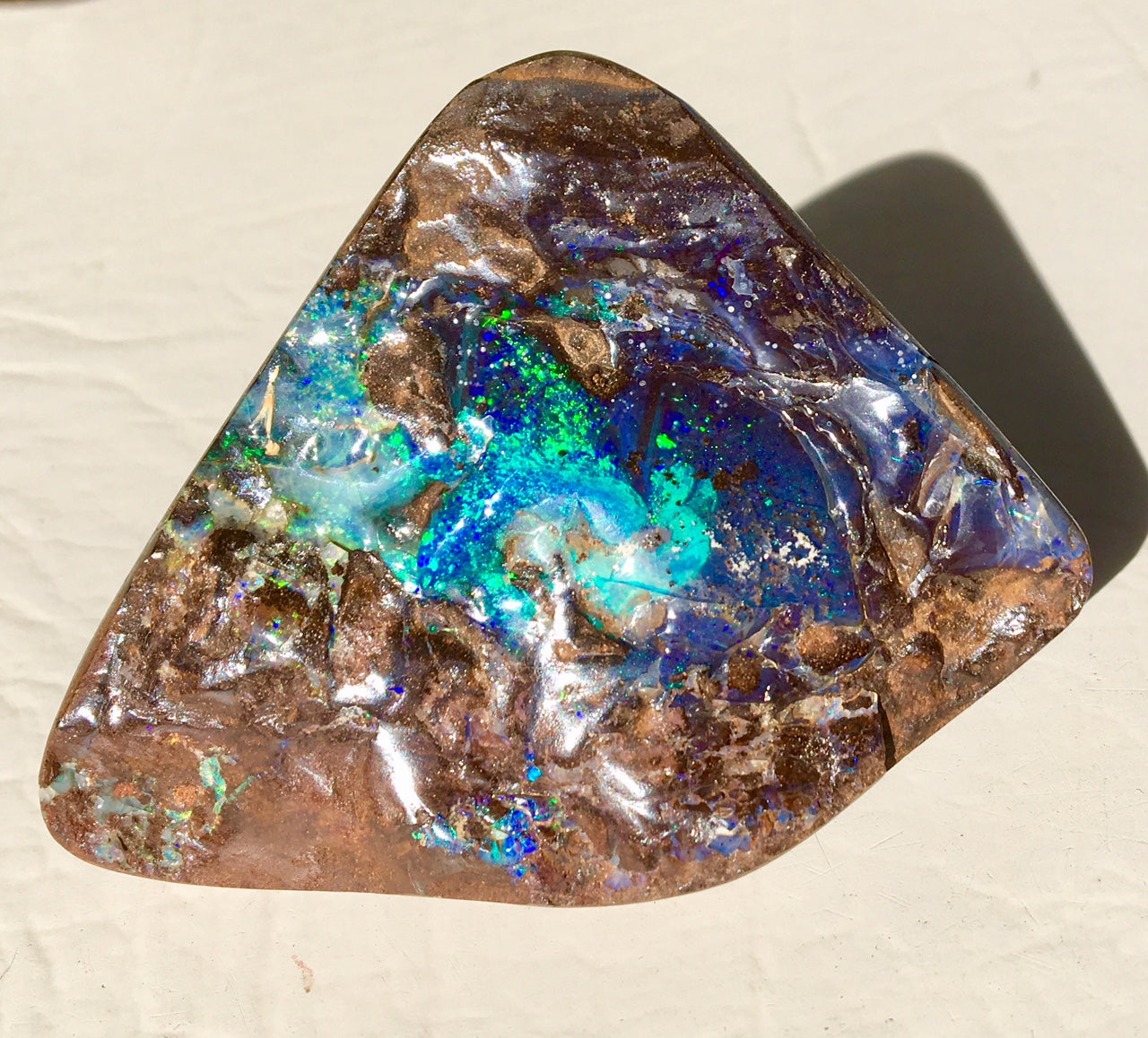 Green Blue boulder opal polished speciman