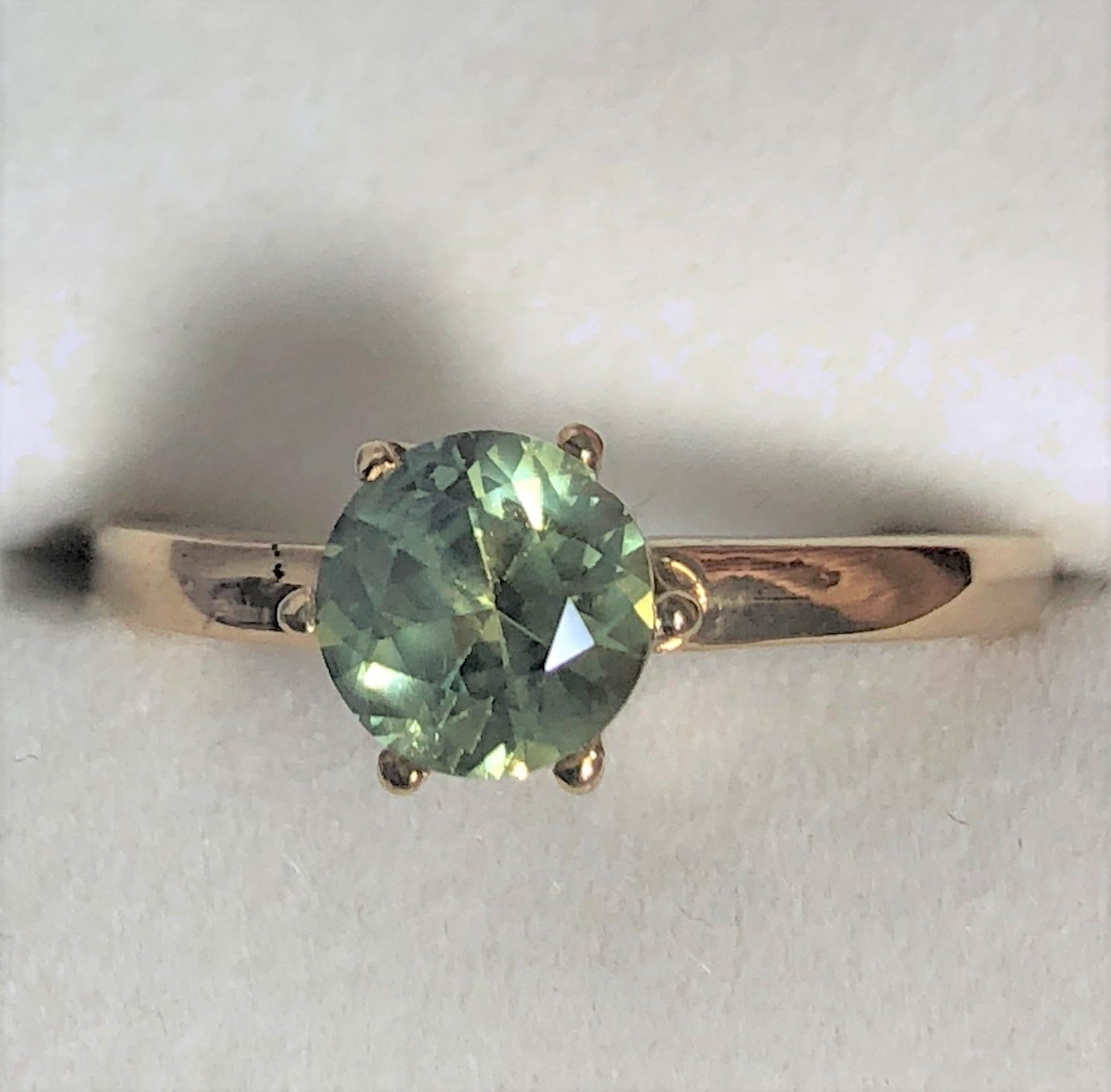 Australian Light Green Sapphire Gold Ring