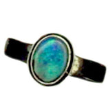 Green Blue Boulder Opal Sterling Silver Ring