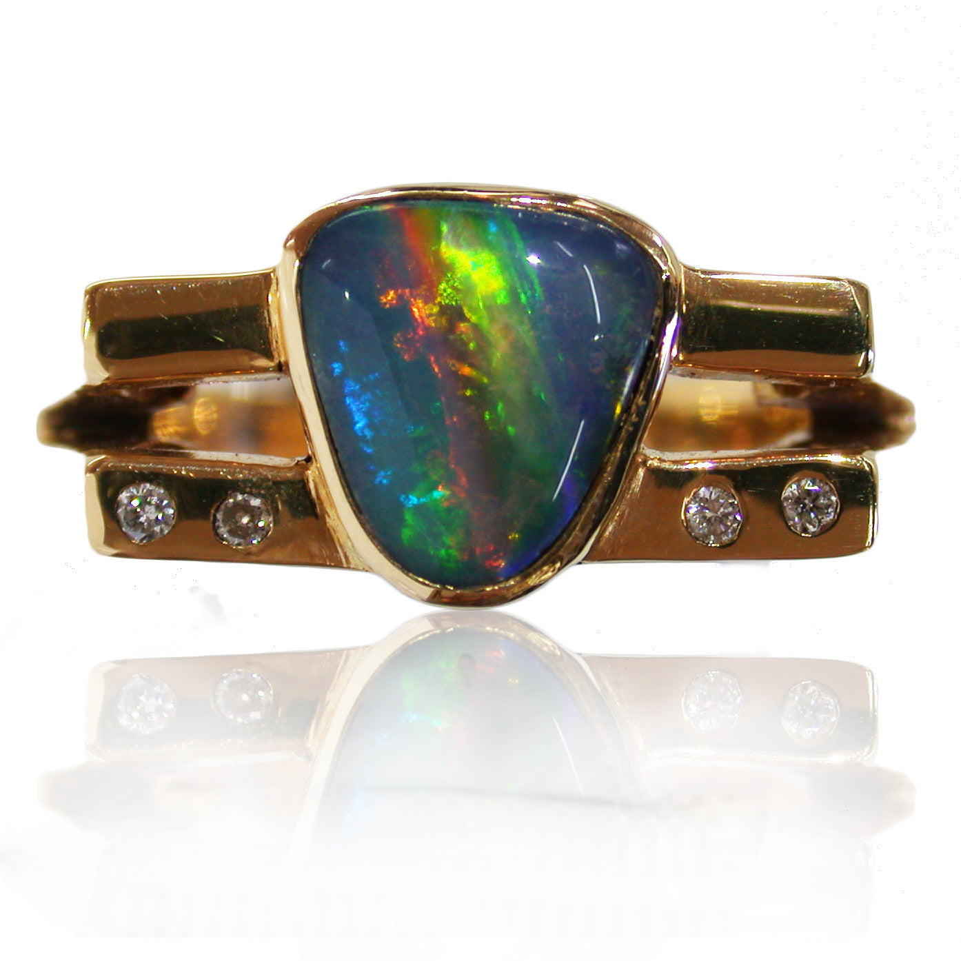 Multi Coloured Boulder Opal Ring