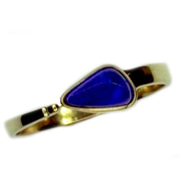 Blue Boulder Opal 9k Ring