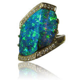 Stunning Green Blue 18k Boulder Opal Ring