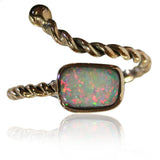 Pink Green Boulder Opal Ring