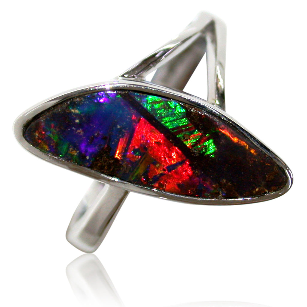 Red Multi Colour White Gold Ring