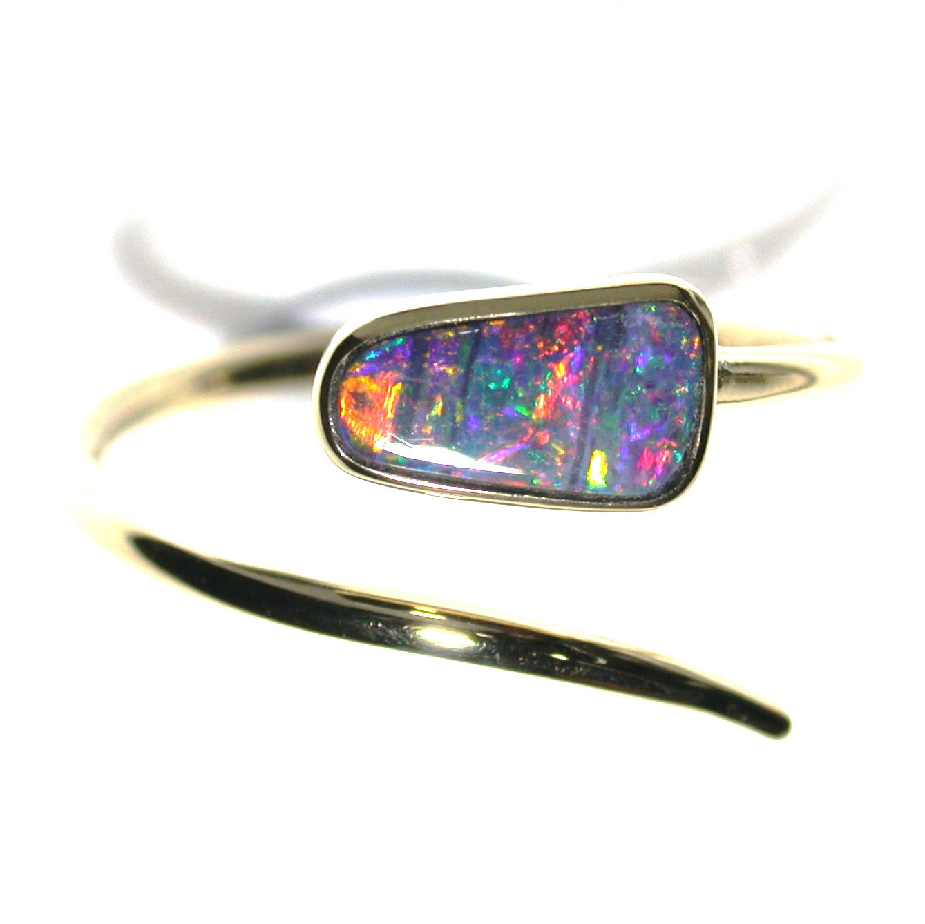 Red multicoloured solid boulder opal from Quilpie , 9k Ring