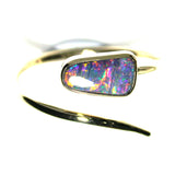 Red multicoloured solid boulder opal from Quilpie , 9k Ring
