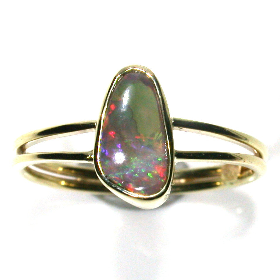 Hot pink solid boulder opal from Quilpie , 9K Ring