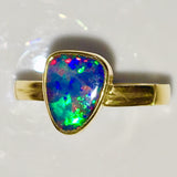 Red  Multi Coloured solid  boulder opal from Quilpie , 18K Ring