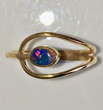 Red Multi Coloured solid  boulder opal from Quilpie , 10K Ring
