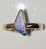 Multi Coloured Pastel solid  boulder opal from Quilpie , 10K Ring