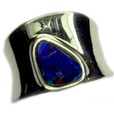 Blue Green Boulder Opal Sterling Silver Ring