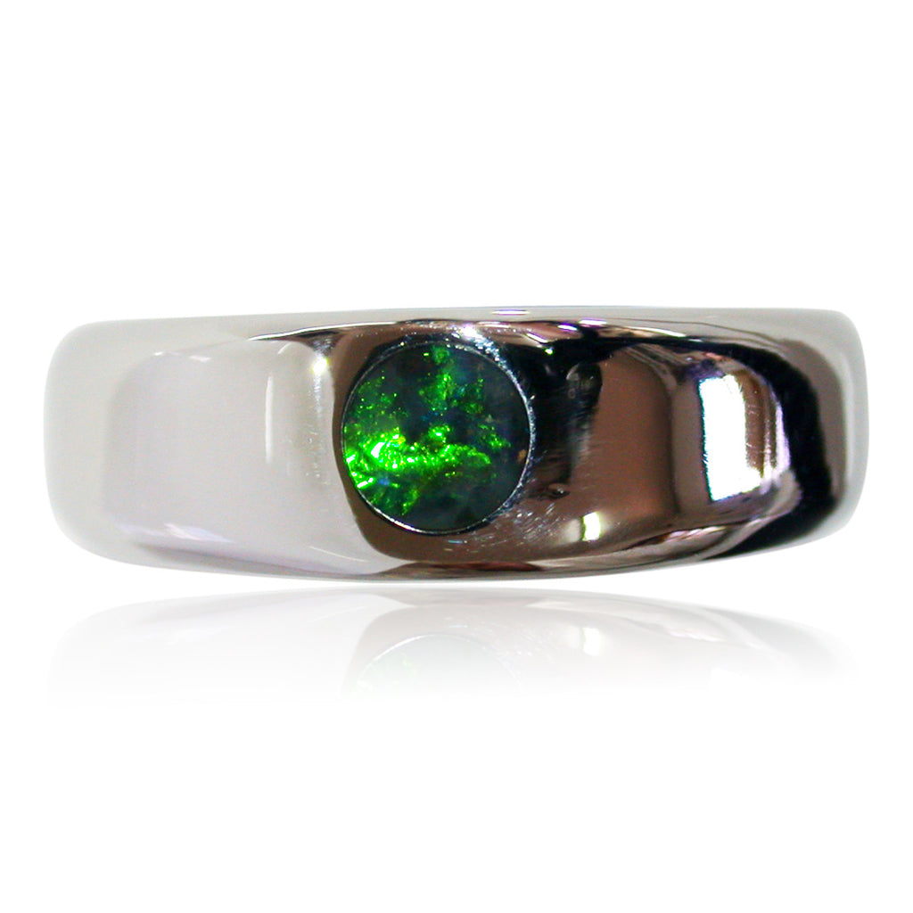 Green Opal & Stainless Steel Ring