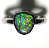 Green multi coloured solid black boulder opal from Quilpie