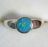 Green multi coloured opal inlay Ring
