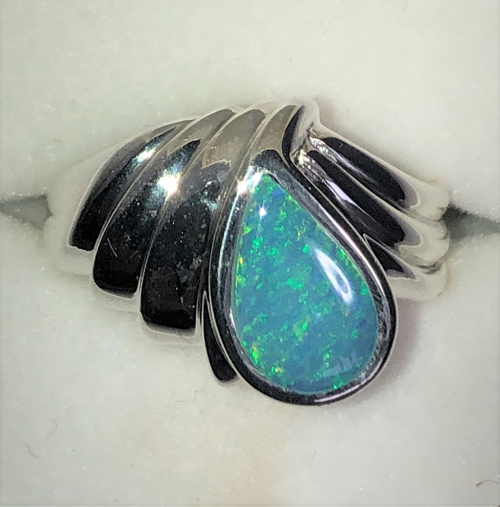Green opal inlay Ring