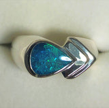 Green Blue opal inlay Ring