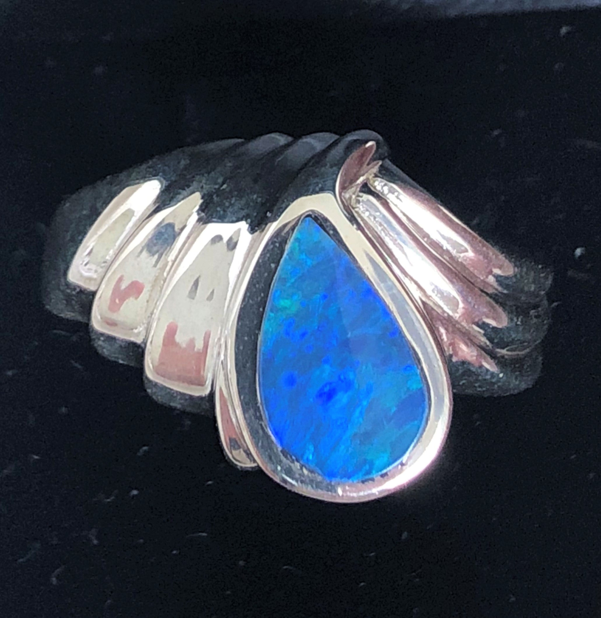 Green Blue opal inlay Ring