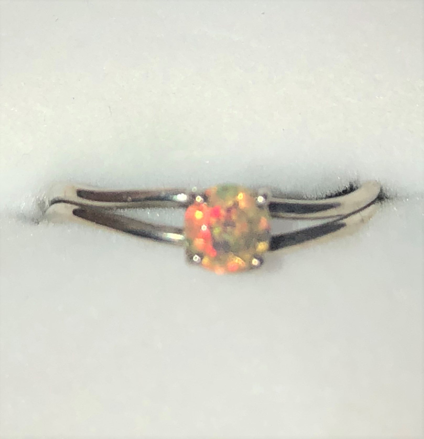 Red Green crystal Ethiopian opal silver ring