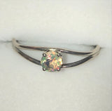 Green crystal Ethiopian opal silver ring