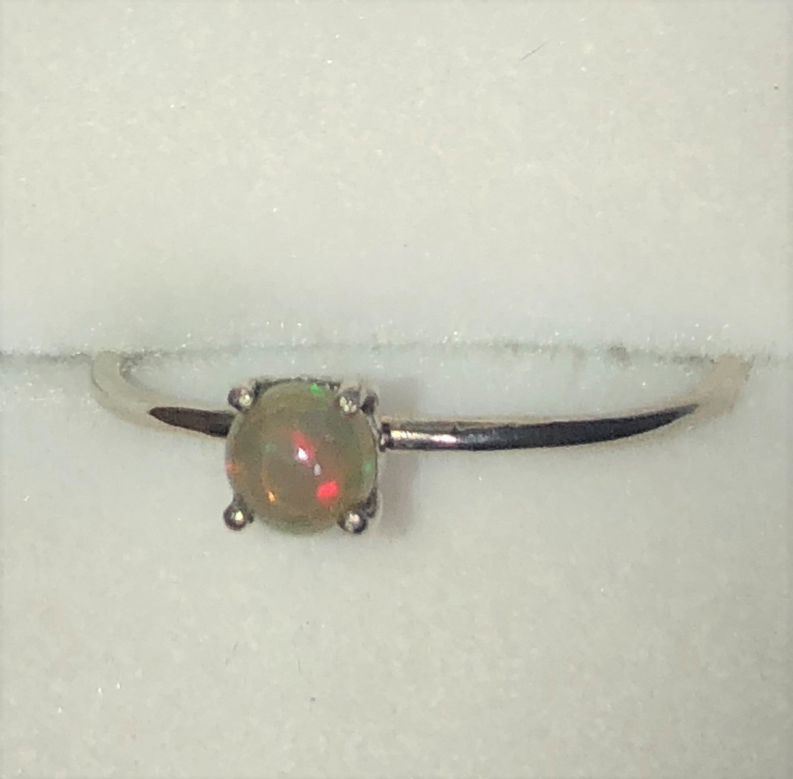 Red crystal Ethiopian opal silver ring