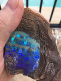 Rough boulder opal beautiful blue green pattern