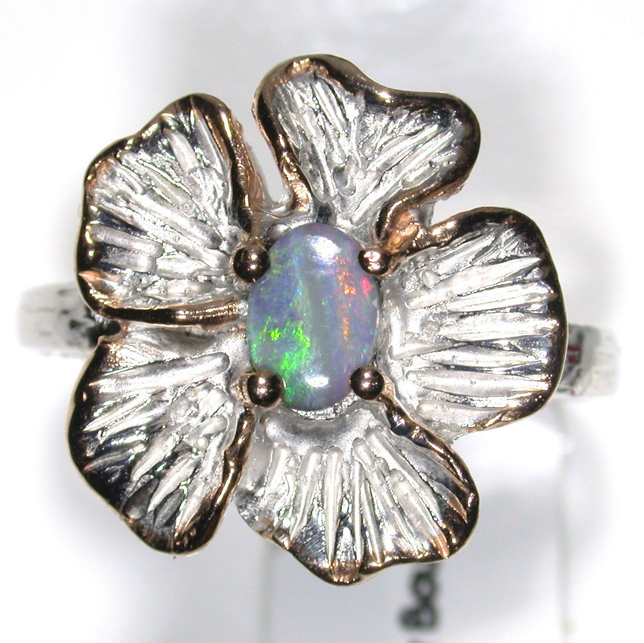 Green and pink Solid boulder opal from Quilpie , Sterling silver  Ring