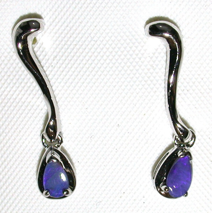 Blue solid boulder opal drop earrings