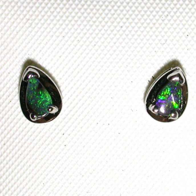 Green solid boulder opal studs earrings