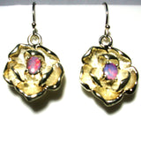 Pink solid boulder opals set in sterling silver drop earrings