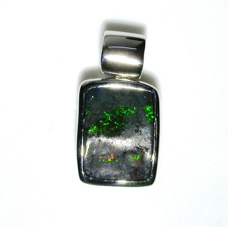 Green solid boulder opal pendant