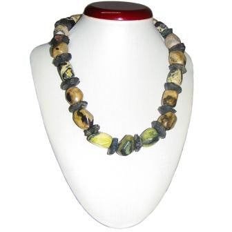 Serpentine and Jagged Onyx Necklace