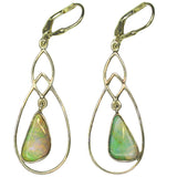Light Green Orange Boulder Opal Earrings