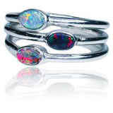 Three Stone Multi Coloured Boulder Opal Ring