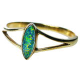 Green Orange Boulder Opal 9k Ring