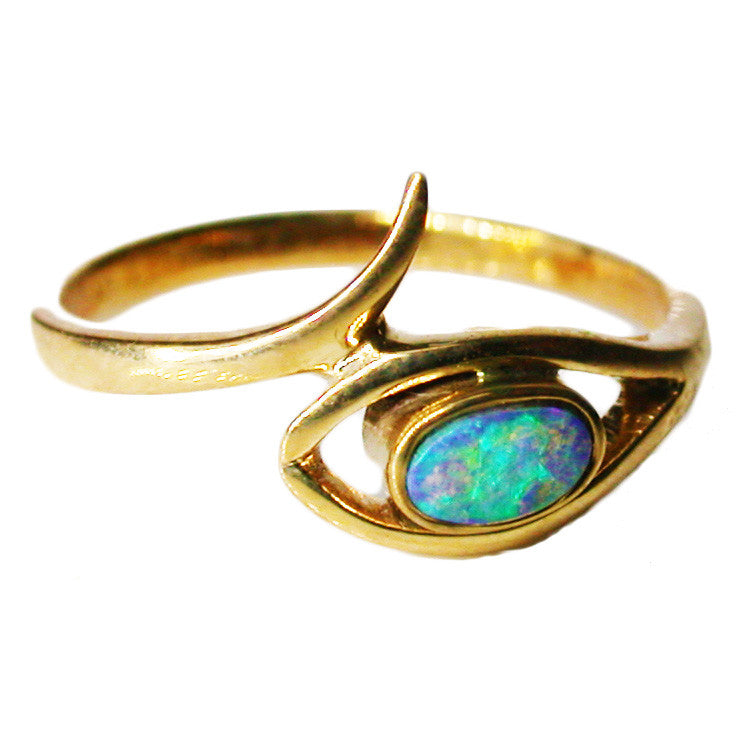 Light Green Boulder Opal 9k Ring