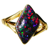 Red Green Queensland Boulder Opal Ring