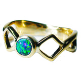 Bright Green Boulder Opal Ring