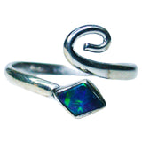 Blue Green Sterling Silver Boulder Opal Ring